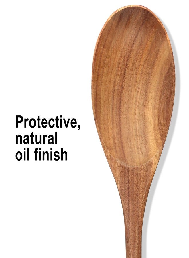 Renawe 2 Pcs Large Wooden Spoons for Cooking Serving Mixing Kitchen Spoon Big Acacia Wood Utensils Set Teak Spatula Cooking Spoon Set Bamboo Baking Spoons Non Toxic Kitchen Tools Cooking Accessories - Image 2